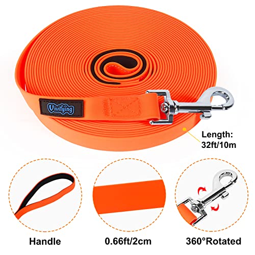 Vivifying Waterproof Dog Leash, 32Ft Dog Training Leash Durable Pvc Coated Webbing Long Leash With Soft Handle For Camping, Backyard Playing, Beach And Lake(Orange) #TOP7