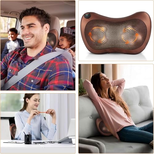 Image of DEVU Enterprise Shiatsu Back & Neck Massager with Heat | Deep Tissue Electric Massage Pillow for Pain Relief - Home, Car & Office Use