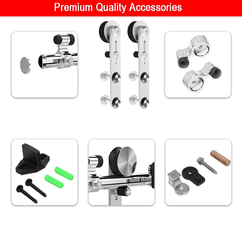 CCJH 183CM/6FT Herraje para Puerta Corredera Acero Inoxidable Kit de Accesorios, Guia Riel Puertas Correderas, Forma I