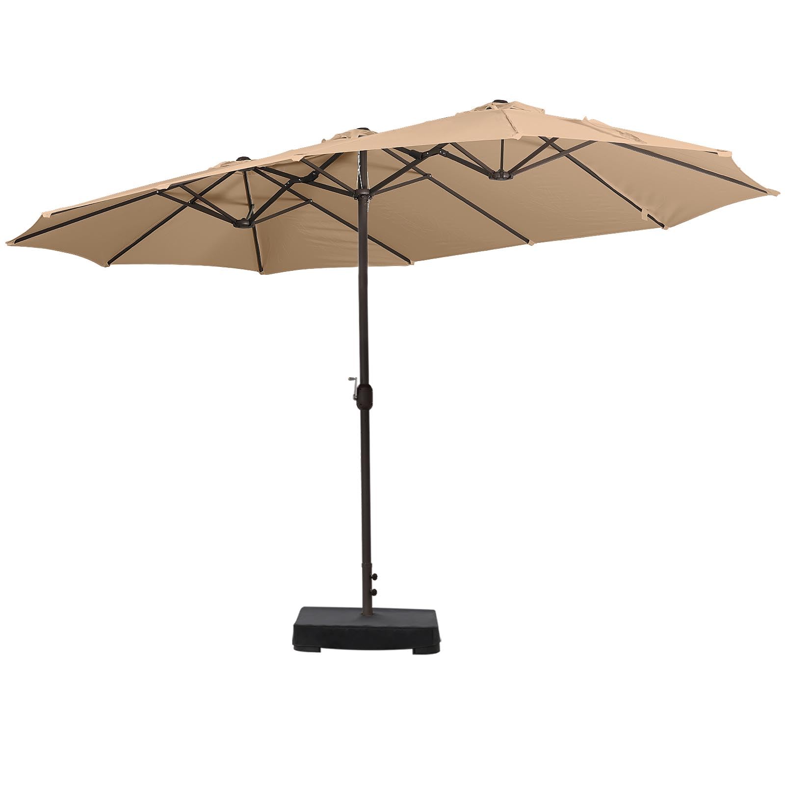 COWVIE 4.5m Double-Sided Patio Parasol with Base, Large Sun Umbrella for Outdoor Dining Table