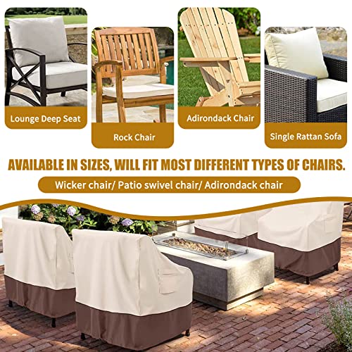 Simpelg Outdoor Chair Covers, Patio Furniture Covers Waterproof, 600D Heavy Duty Oxford Cloth Chair Covers For Outdoor Furniture, Lounge Deep Seat Cover/Lawn Outdoor Covers (2 Pack-Beige/Brown-Small) #TOP6