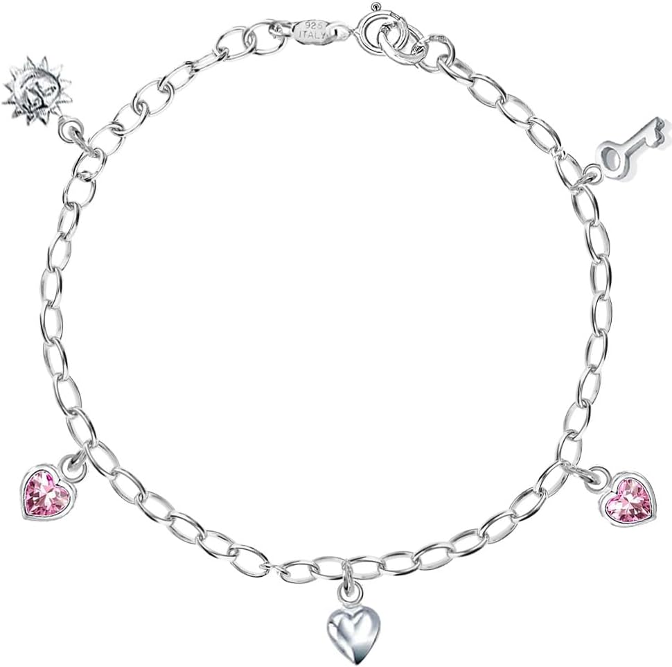 Savlano 925 Sterling Silver 10 Inches Pendant Cubic Zirconia Charm Crystal Chain Summer Anklet for Women Comes With Gift Box