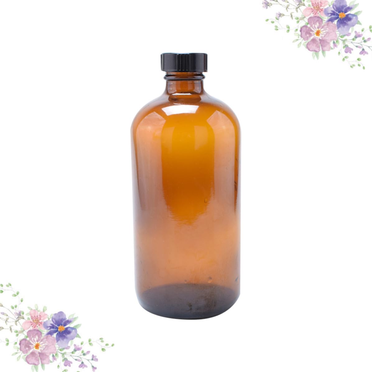 Healeved 4 Pezzi Bottiglia di Vetro Marrone 500ml con Coperchio Ermetico per Conservazione Alimenti, Ecologica Casa e Viaggio