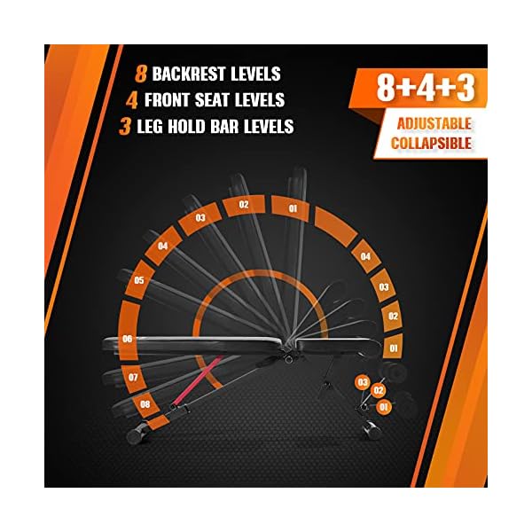 Weight-Bench-for-Full-Body-Foldable-Workout-Bench-650lbs-MCNBLK-Adjustable-Workout-Bench-Press-for-Home-Gym-Strength-Training-Benches-Sit-Up-Bench-Incline-Decline-Flat-8-Positions-Resistance-Bands Adjustable weight bench, Foldable Incline Decline Workout Benches, Professional Fitness Bench for Full body exercise, Easy to assemble!