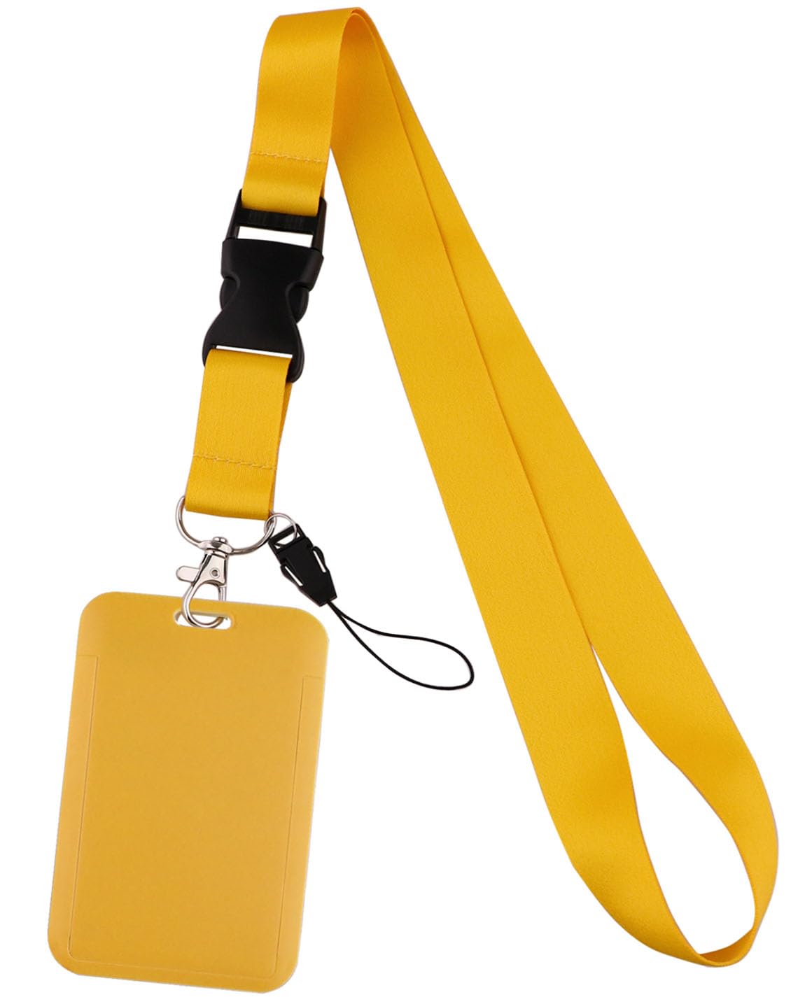 Yellow Lanyard Set for Neck with Clip for Keys with Card Holder for ID Badges Name Pass Card with Removable Buckle