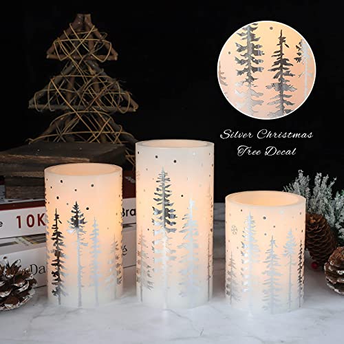 Gorge Moment Flameless Candles With Remote, Holiday Christmas Tree Flickering Real Wax Led Pillar Candles, Battery Operated Candle Lights, Xmas Decorations Gift Farmhouse Home Decoration thumb #5