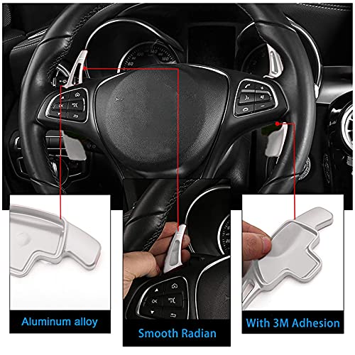 CDIYTOOL Lenkradwippe Verlängerung Aluminium Legierung Schaltwippen für MerIceIdeIs BIeInIz A B C CLA CLS E G GL GLA GLC GLE GLS Metris S SL SLC Klasse (Silber)