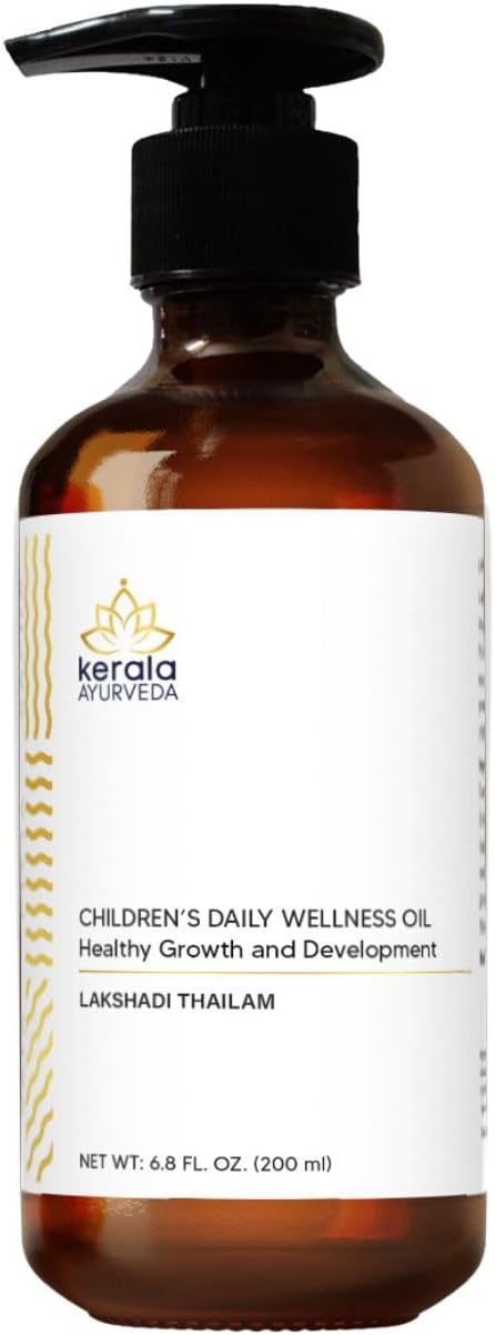 Kerala Ayurveda Children's Daily Wellness Oil (Lakshadi Thailam) - Daily Body Massage Oil for Children - Supports Healthy Joint Mobility and Bone Health, 6.8 Fl Oz