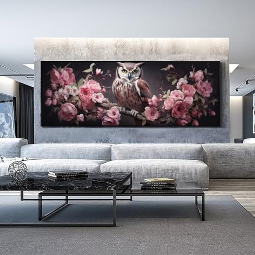 DIY diamond-painting hibou fleur 150x50 cm : un kit créatif à offrir