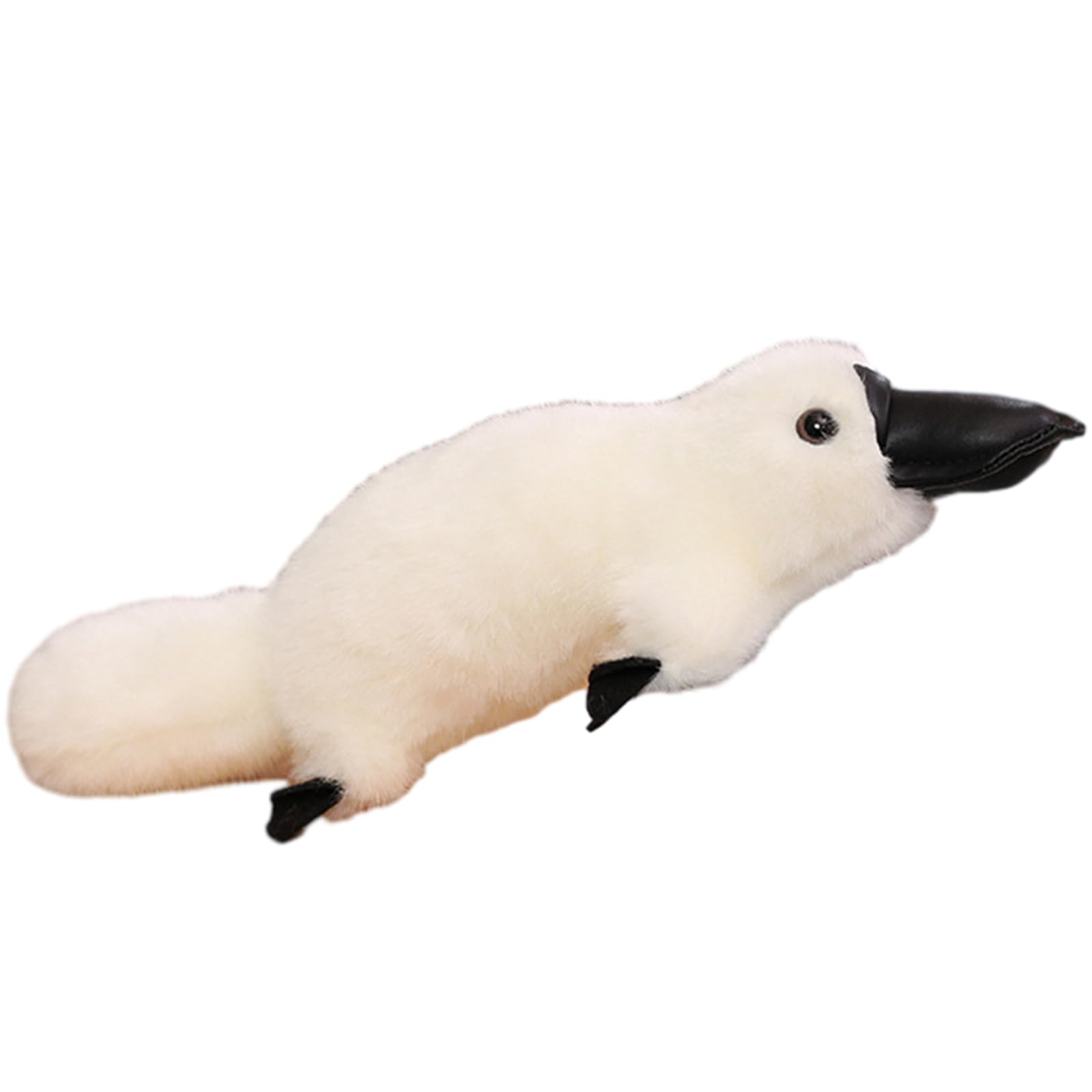 14 Inch Long Realistic Look Stuffed Platypus Animal Soft Plush Figure Toys Kawaii Plushies Duckbill Gift for Kids and Lovers (White)