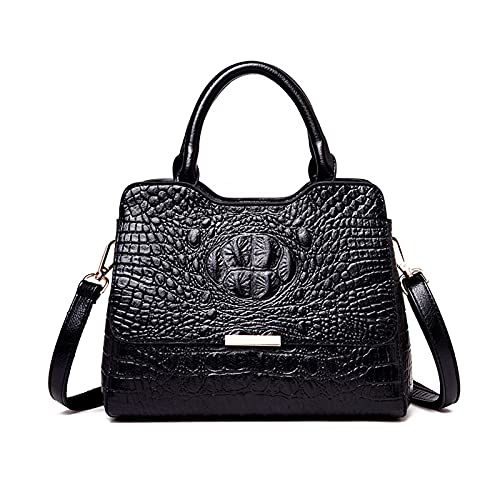 Image of NICOLE & DORIS Handbags & Shoulder Bags Women Top Handle Bags Crocodile Pattern Tote Bags Vintage PU Leather Crossbody Bag for Work Casual Shopping Black