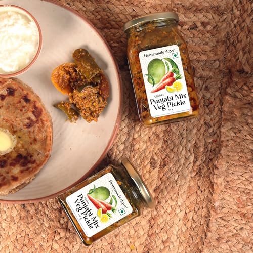 Image of Homemade Love Punjabi Mix Vegetable Pickle in Mustard Oil (400g) | Premium Homemade Pickle crafted with mix of Carrots Raw Mango Green Chilli Lemon and Seasonal Vegetables | No Artificial Preservatives | Tangy & Spicy homemade achar