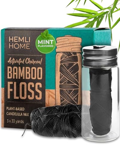 Natural Charcoal Bamboo Dental Floss (3-Pack)
