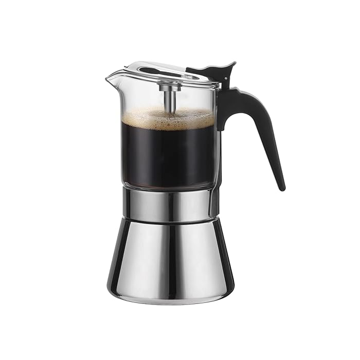 Buy SIXAQUAE Moka Induction Stovetop Espresso Maker With Pressure valve,Crystal Glasstop