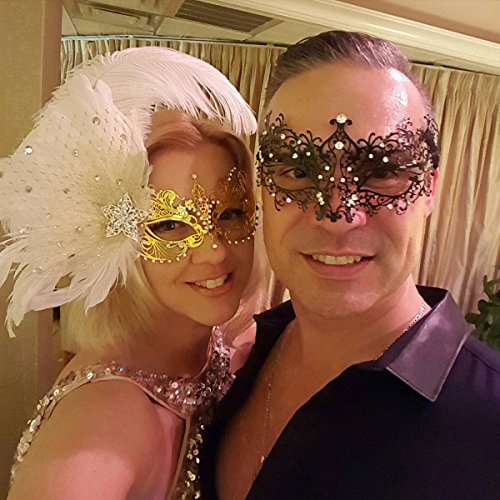 Masquerade Mask For Women Shiny Rhinestone Venetian Party Prom Ball Metal Mask (Golden Butterfly) #TOP3