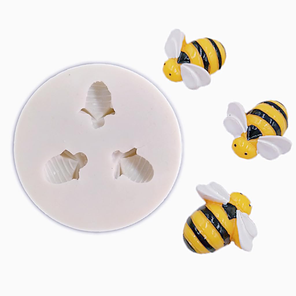 MYPRACS Set di 4 stampi in silicone a forma di bombo, per decorazioni di torte, pasta di gomma, topper per cupcake, caramelle, cioccolato, argilla polimerica