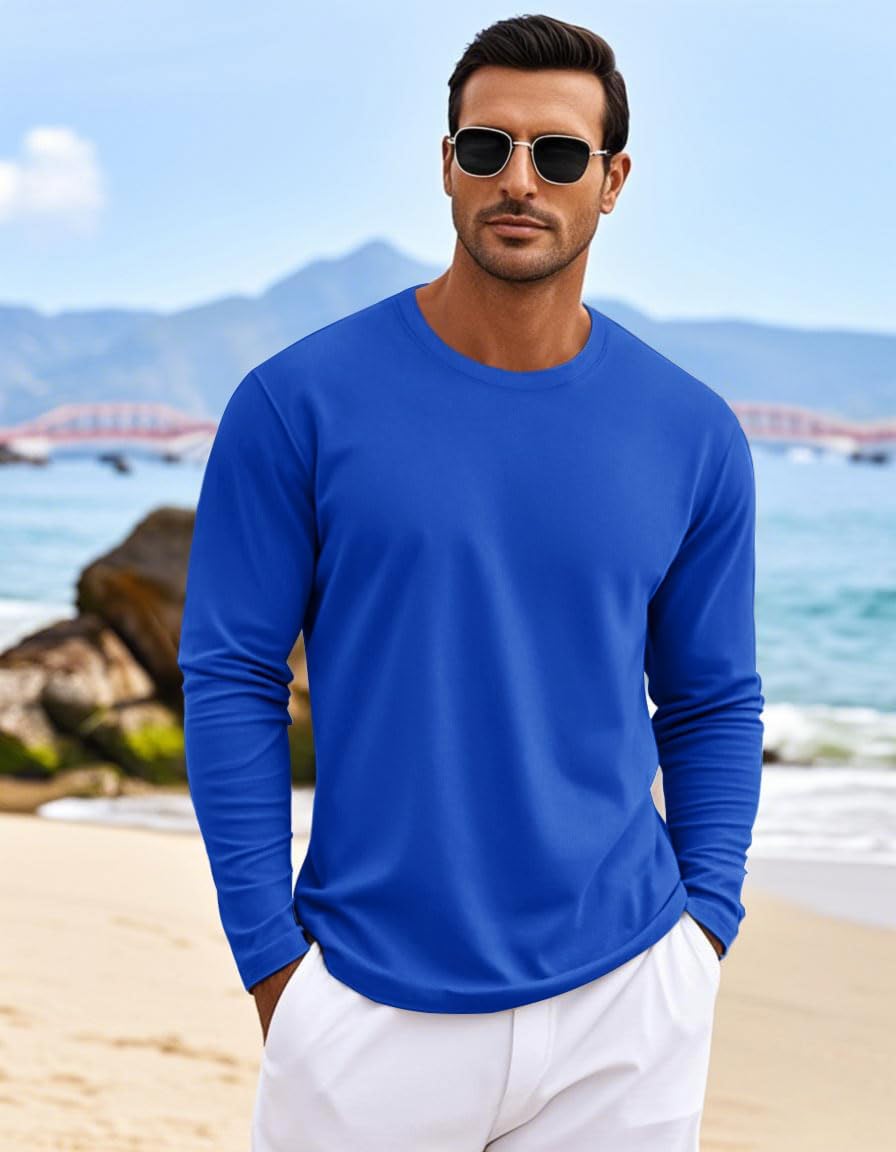 MAGNIVIT Men's Shirts Long Sleeve Cotton T-Shirt Crew Neck Midweight Tees Classic Basic Casual Tops Plain Soft Shirt - Image 4