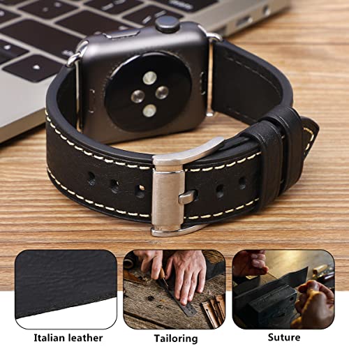 Image of HUAFIY Compatible for Apple Watch Bands 42mm 44mm45mm46mm 49mm 38mm 40mm41mm, Genuine Leather Band Strap for iWatch Series 11 /10 /9 /8,7,6,5,4,3,2,1, Ultra3 2 1