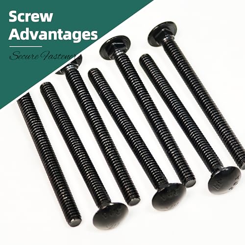 Image of (24 Sets) 1 /4-20 x 1-1 /4 Carriage Bolts with Nuts and Washers, 304 Stainless Steel Round Head Square Neck 1 /4 Carriage Bolts Screws, Full Thread Black Oxided for Outdoor