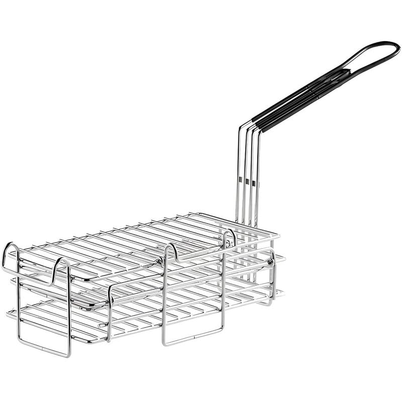 OCS Parts Pro Chef Series 2 Level Burrito and Chimichanga Fryer Basket | 12 1/2" x 6 5/8" x 4 5/8" Nickel-Plated Steel Fryer Basket with Front and Left Hook