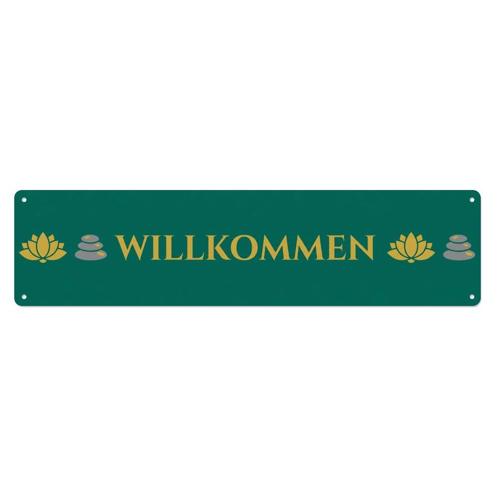 Emerald Teal Luxury Spa Resort Welcome Metal Tin Sign Plaque Wall Decor for Cafe, Club Bar, Office, Home Garden Metal Poster 4x16Inch
