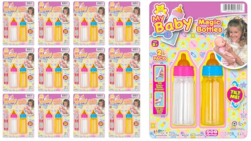 JA-RU Magic Baby Doll Bottles with Disappearing Milk & Juice (12 Toddler Play Set) 2 Bottles Each Set. Fun Baby Doll Accessories. Interactive Toy for Girls. 701-12s
