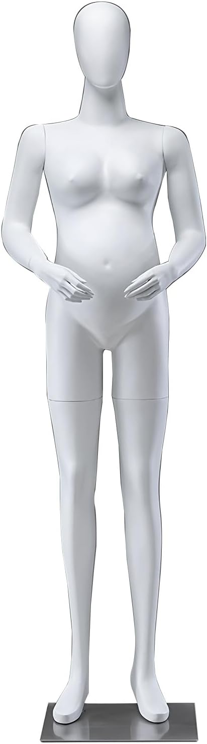 White Pregnant Female Mannequin Full Body, Realistic Maternity Form Sturdy Construction, for Maternity Wear Display in Retail Stores Boutiques
