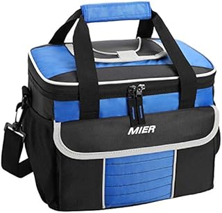 MIER Large Soft Cooler Bag Insulated Lunch Box Bag Picnic Cooler Tote with Dispensing Lid, Multiple Pockets, Black Grey