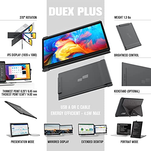 Image of Portable Monitor for Laptops, New Mobile Pixels Duex Plus 13.3 inch Full HD IPS Dual Laptop Monitor, USB C /USB A Plug and Play Laptop Screen Extender,Windows /Mac /Android /Switch Compatible (Duex Plus)