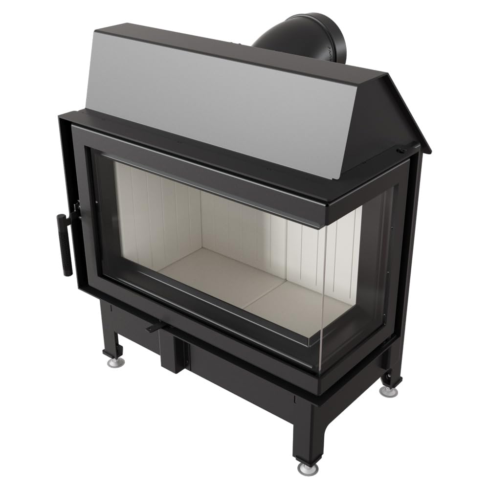 KRATKI Zibi 12 Chimenea de leña con Entrada de Aire Compatible con BImSchV 2 11 kWEficiencia Térmica 80% Acero con Acristalamiento Lateral Interior Thermotec Derecha