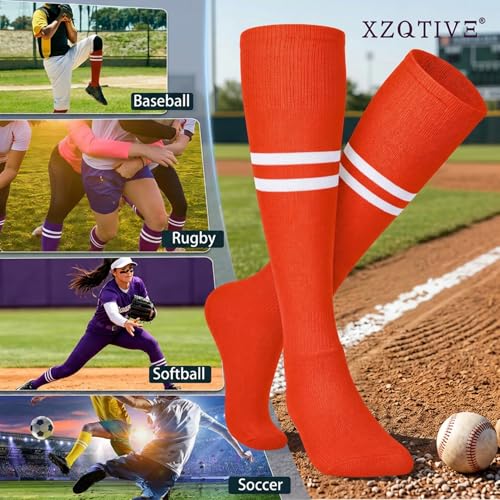 Image of XZQTIVE Baseball Softball Socks and Belt Combo Set Adjustable Softball Socks and Elastic Belt for Kids Youth Adult