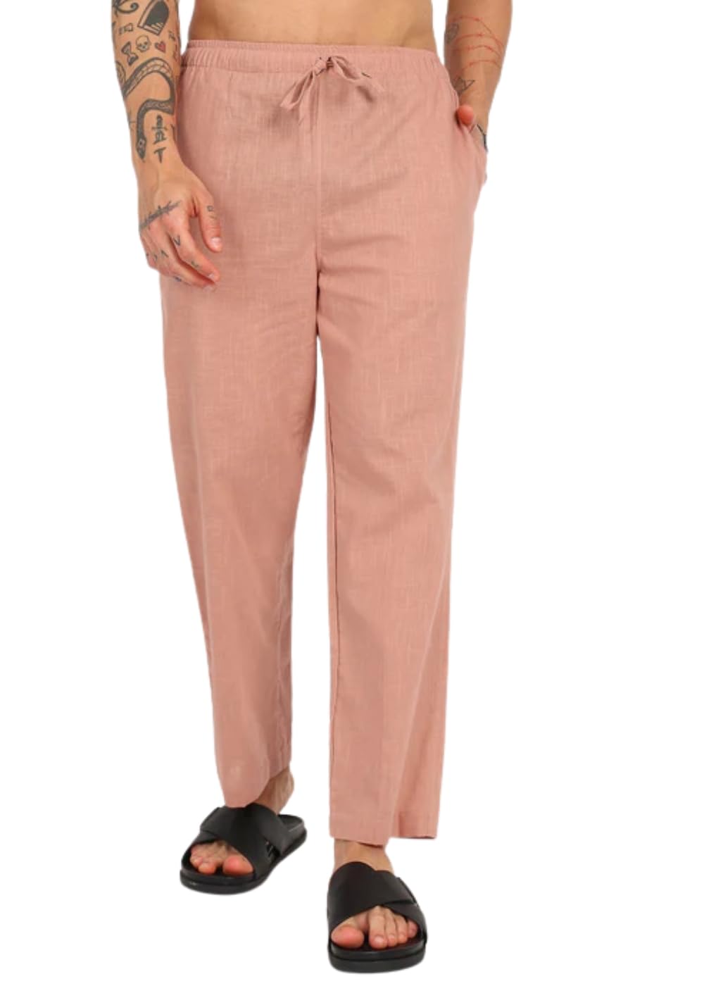 Men’s Peach Linen Pyjama & Pant Set – Relaxed Comfort Fit Nightwear for All Seasons-picture-35