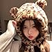 Plush Brimless Bear Ear Hat for Outdoor Activity Windproof Winter Breathable All Matching Print for Women Girl Fashion Caps Multicolor