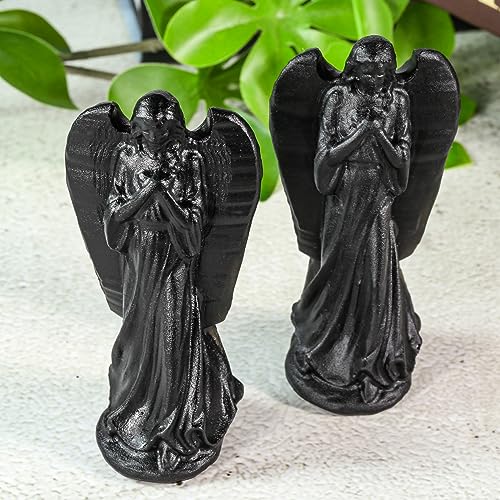 Nupuyai 3.3" Obsidian Crystal Angel Statue - Image 3
