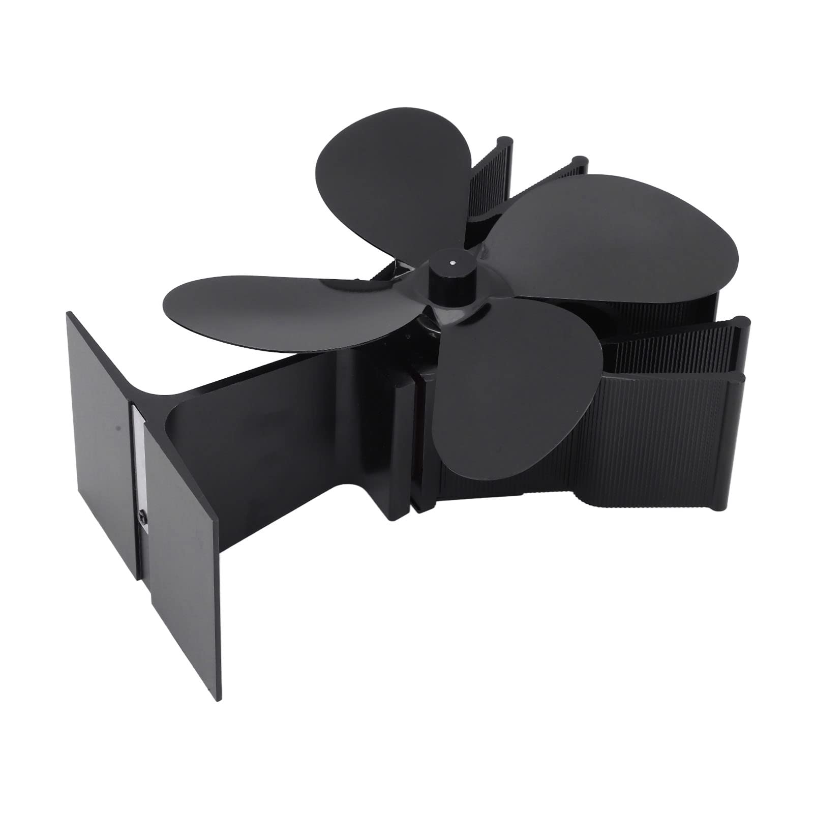 Ventilatore per Stufa Alimentato a Calore Design Ecologico a 4 Pale in Lega di Alluminio per Caminetto a Legna Ideale per Uso Domestico