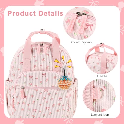 Image of Bluboon Backpack for Girls Kids Cute 15 inch Preschool Kindergarten Backpacks Girls Bookbags for School Travel (Pink Bow Floral, Ages 4-8)