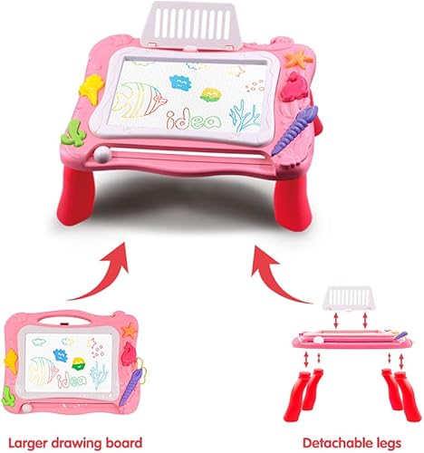 Miniatura 7 de Tablero de dibujo magnético 3 en 1 con bloques de construcción para niños pequeños a partir de 3 años