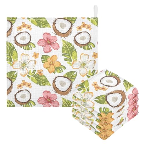 vvfelixl Baby Muslin Washcloths Coconut Flower Baby Burp Cloths Cotton Babys Face Towel for Newborn Infants Boys Girls Soft and Absorbent 11.8 X 11.8 in, 3 Pack3