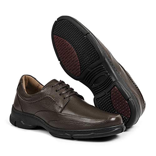 Sapato Linha Extremo Conforto Couro Floater Sem-stress Medical Line - 0121 - Café Cor:Marrom;Tamanho