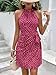 LIGHT DOT Women's Summer Dress Dot Print Halter Neck Tie Waist Casual Zipper Back Sundress Vacation Beach (Fuchsia, L)