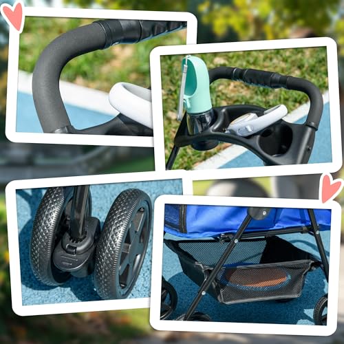 PawHut Hundewagen Hundebuggy mit Klappfunktion Pet Stroller für kleine Hunde und Katzen Haustierwagen Katzenbuggy Oxford Blau 67 x 45 x 96 cm
