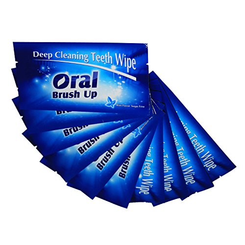 Disposable Dental Brush Ups Mint Flavor Finger Teeth Wipes,Dark Blue (Pack of 200)