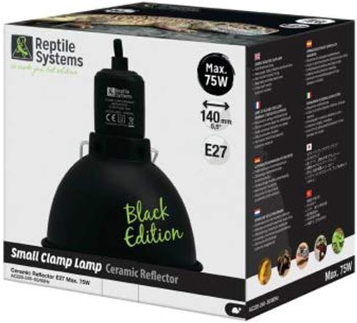 D3 E27 BLACK EDITION Ceramic Clamp Lamp with Reflector | SMALL 140mm | 75w MAX
