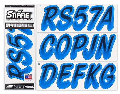 Image of STIFFIE Whipline Black /Octane 3 inch Boat & PWC Registration Decals • Numbers Letters Stickers