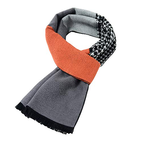 Mens Soft Scarf For Autumn And Winter?Simple And Elegant Long Thick Plush Scarf (Houndstooth2-Scarf)