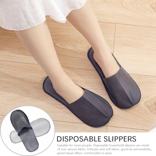 FERCAISH 20 works Disposable Slippers - Closed Toe Non-slip Spa Slippers for Men Women Travel Home Wedding Party Use (Grey) - Image 3