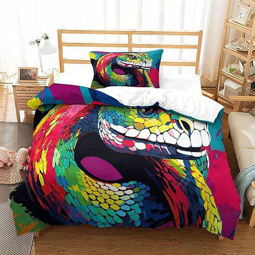 Housse de couette serpent 135x200 anti-glissement grâce à sa fermeture éclair intégrée - 3