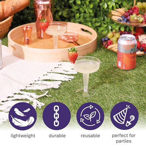 MATANA 24 Elegant Plastic Coupe Glasses for Cocktails, Martinis, Maragaritas, Champagne, Wine (120ml) - Transparent, Sturdy & Reusable for Weddings, Birthdays, Parties & Events - Image 6