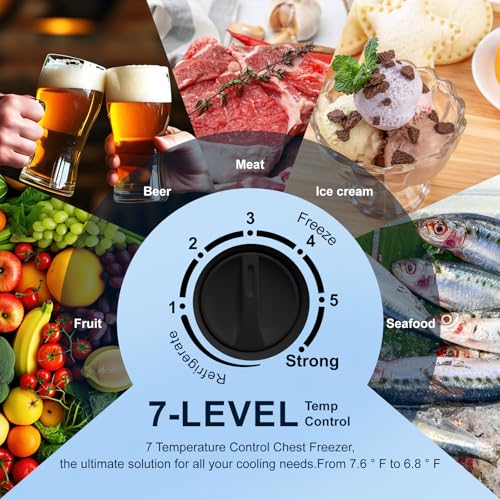 Image of 5.0 Cu Ft Chest Freezer - Compact Deep Freezer with 7-Level Thermostat, Removable Basket & Top Opening, for Home Kitchen(Black,5.0)