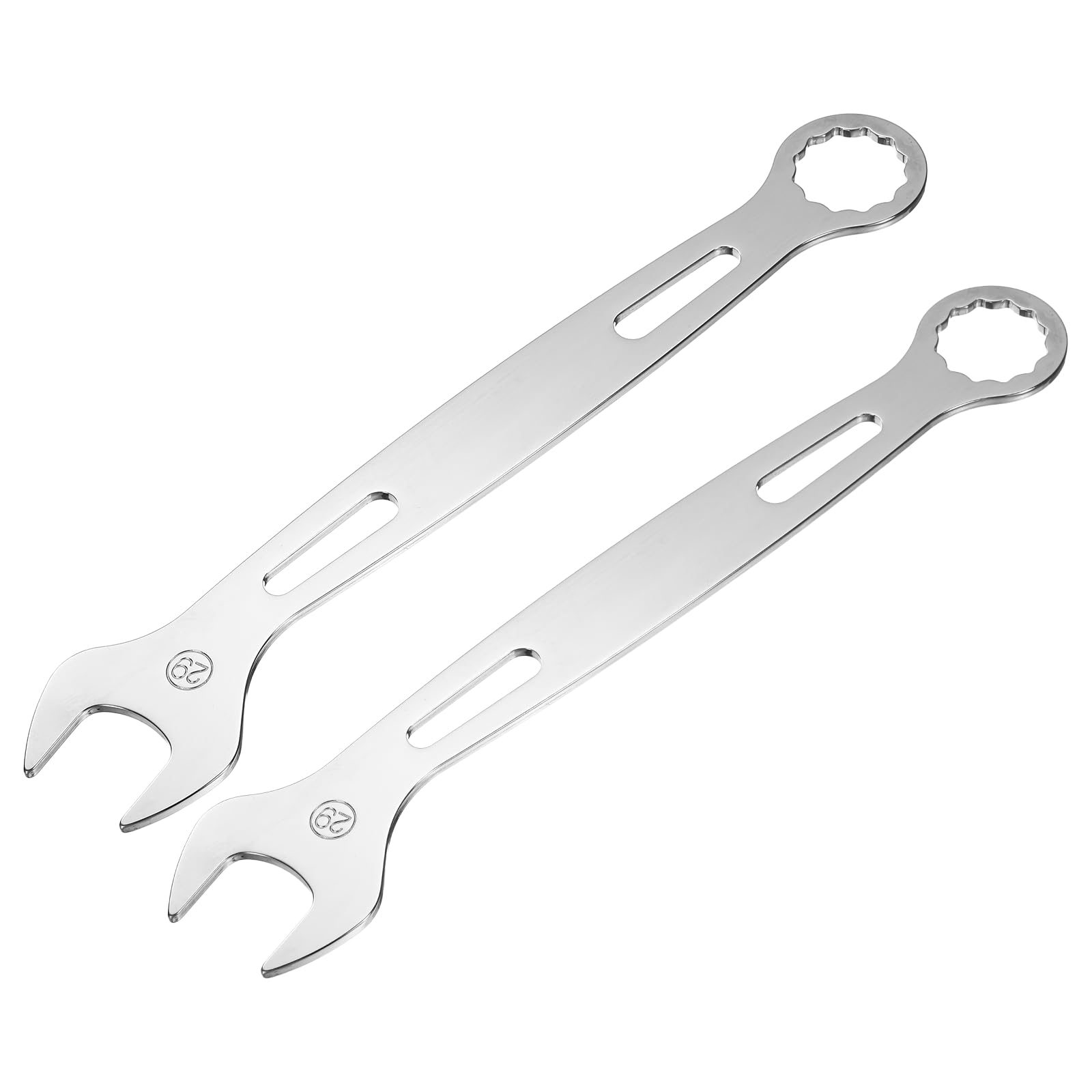 sourcing map 2Pcs Combination Wrench 29mm Metric Super Thin 12-Point Box and Open End Chrome Vanadium Steel Double Ended Spanner Tool for Automotive Furniture Machinery DIY Repair, Silver